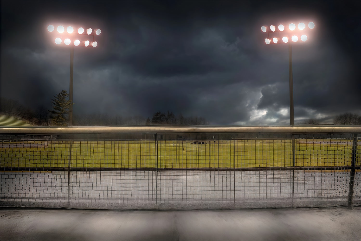 Fußballfeld-Fotohintergrund Stadionbeleuchtung Dunkler Himmel Sport-Fotohintergrund MRR9-32