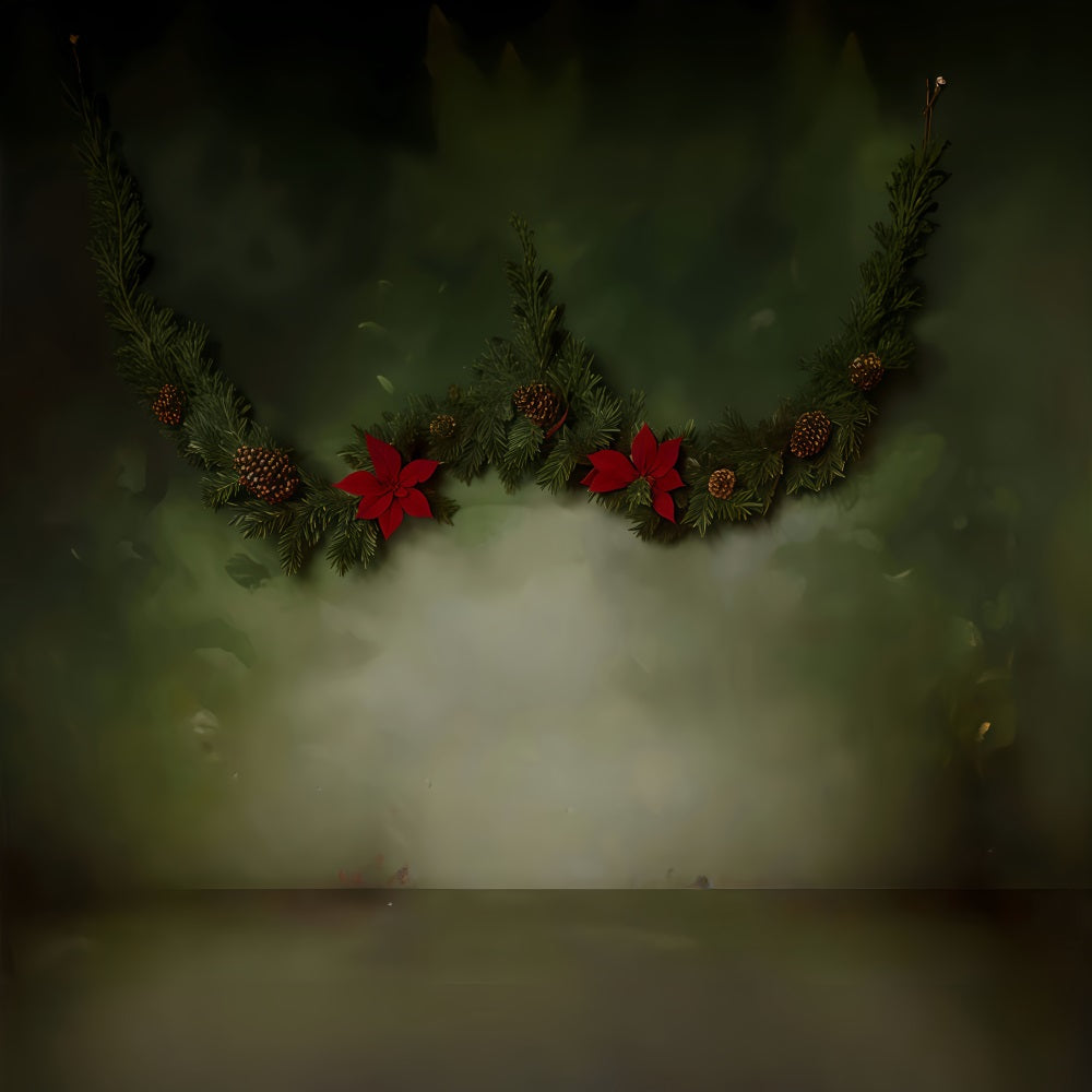 Vintage-Fotohintergrund Weihnachtsgirlande Tannenzapfen Vintage-Foto-Fotohintergrund MRR9-33