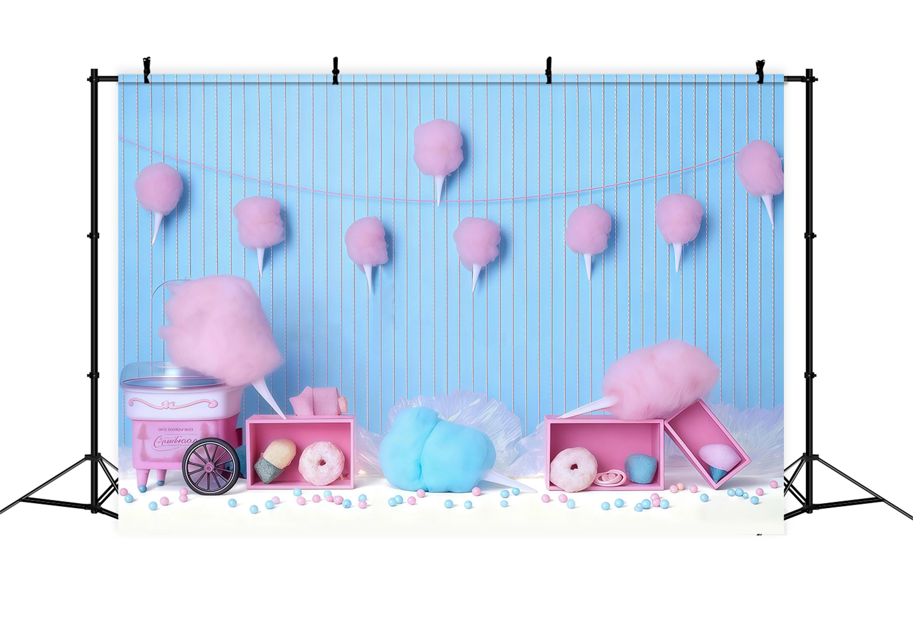 Cake Smash-Fotohintergrund Zuckerwatte Karneval Geburtstags-Fotohintergrund MRR9-41