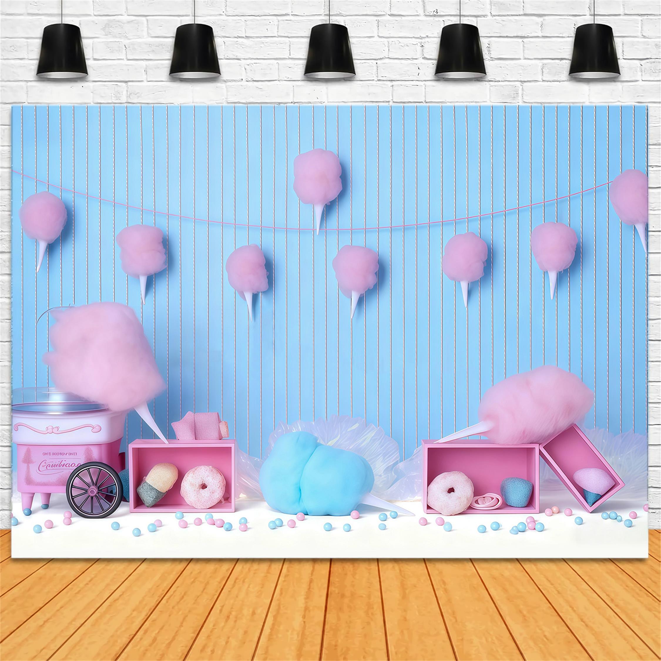 Cake Smash-Fotohintergrund Zuckerwatte Karneval Geburtstags-Fotohintergrund MRR9-41