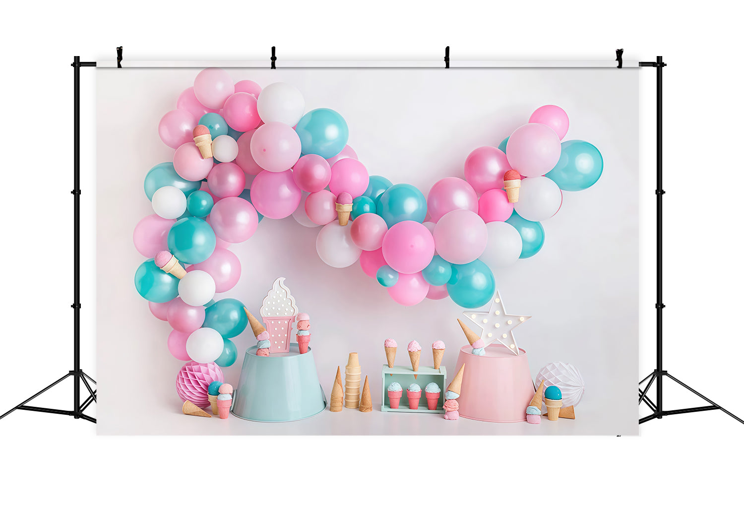 Cake Smash-Fotohintergrund Bonbonballon Eiscreme-Party Geburtstags-Fotohintergrund MRR9-42