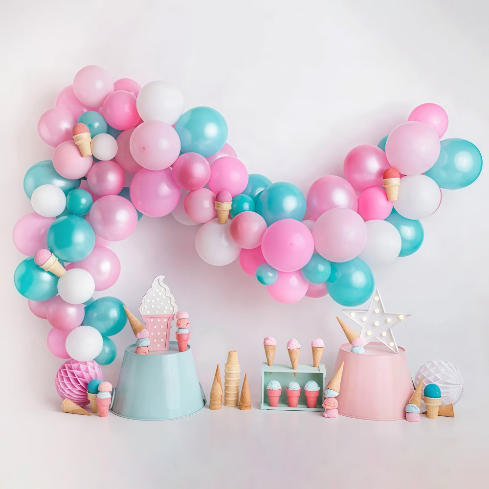 Cake Smash-Fotohintergrund Bonbonballon Eiscreme-Party Geburtstags-Fotohintergrund MRR9-42