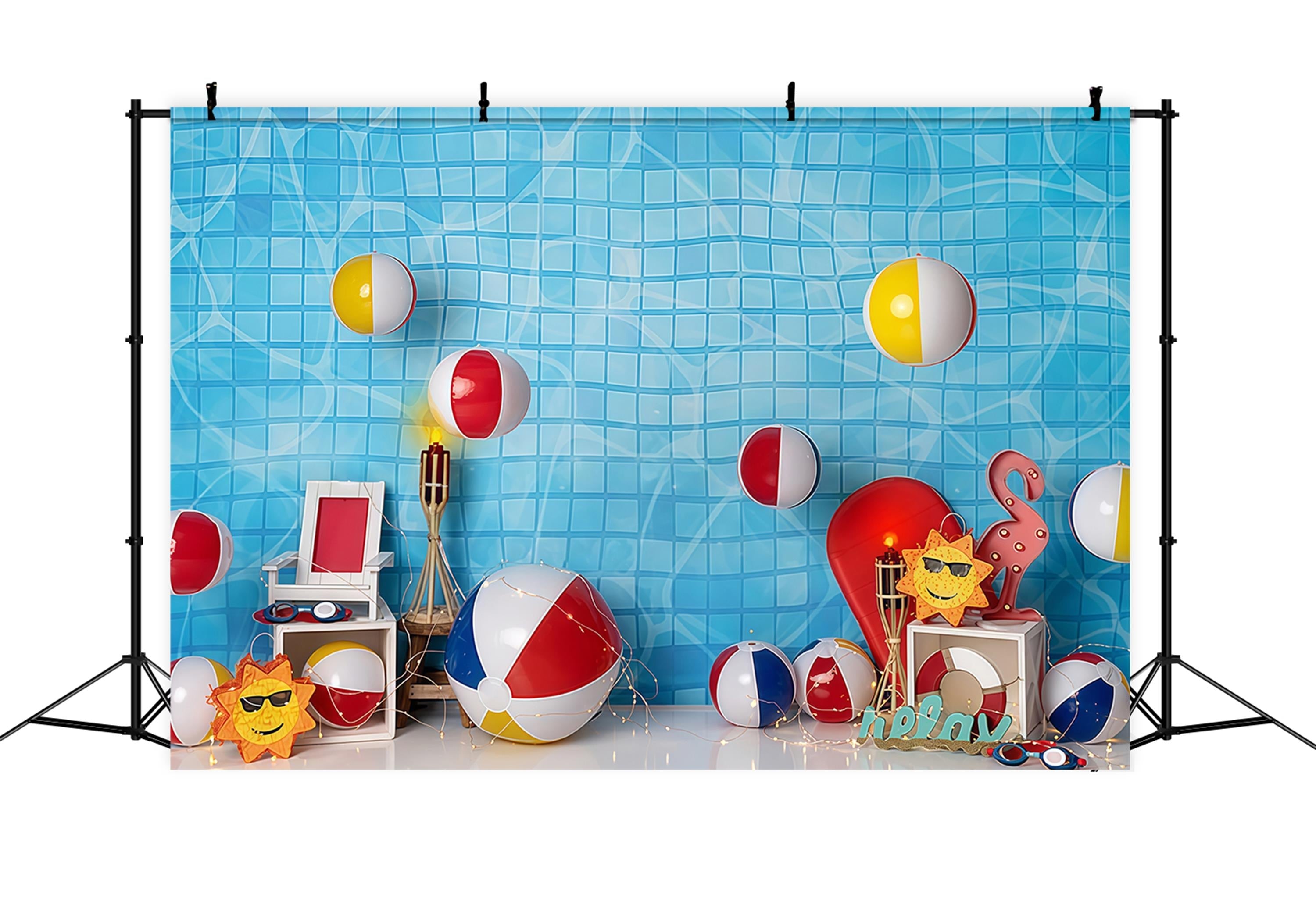 Kinder-Hintergründe Poolfliesen Strandball Sommer Neugeborenen-Fotografie-Fotohintergrund MRR9-48