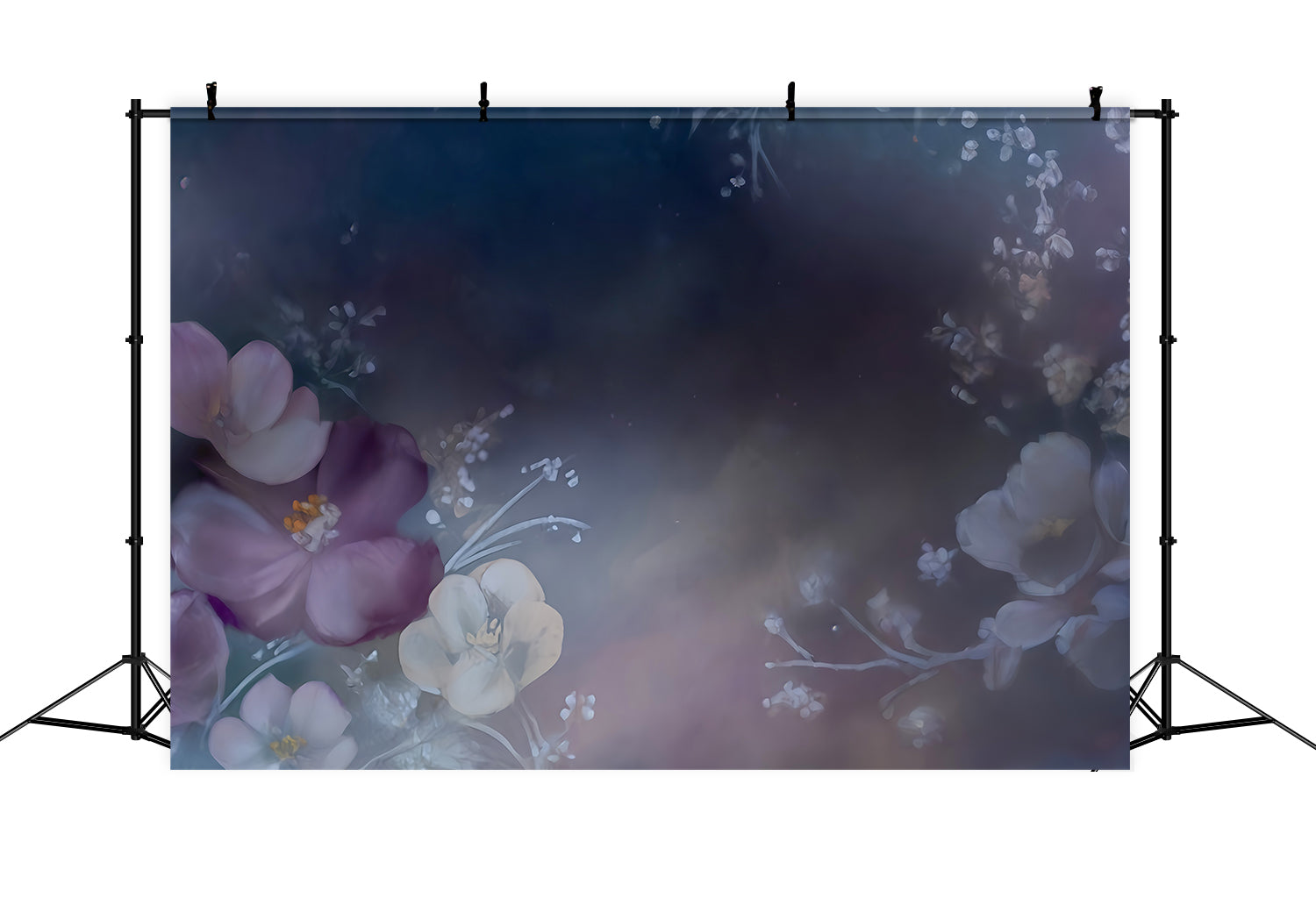 Künstlerischer Fotohintergrund Dunkles, verträumtes Blumen-Aquarell-Design Kunsthintergründe MRR9-56
