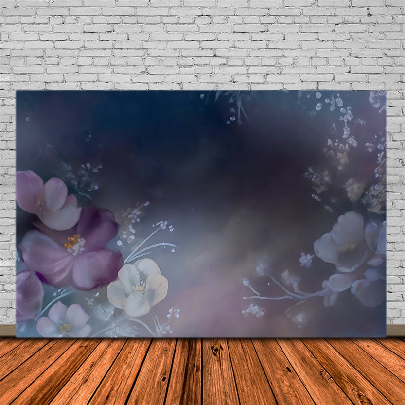 Künstlerischer Fotohintergrund Dunkles, verträumtes Blumen-Aquarell-Design Kunsthintergründe MRR9-56