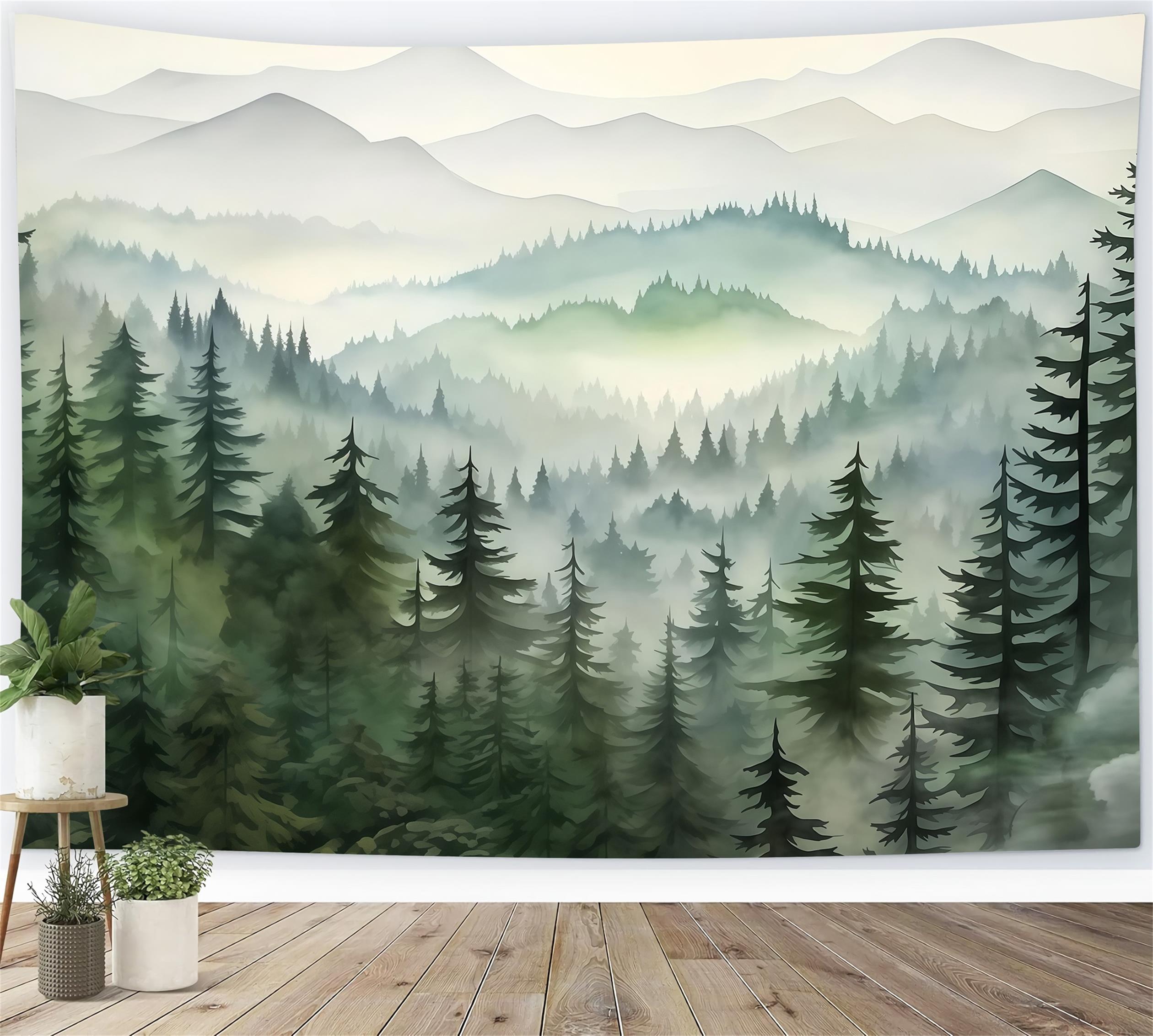 Waldhintergrund Wald Bergnebel Schichten Waldfotografie Fotohintergrund MRR9-74