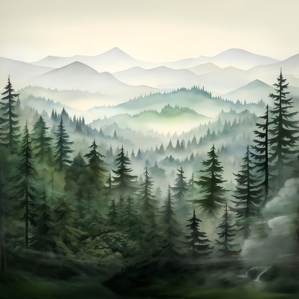 Waldhintergrund Wald Bergnebel Schichten Waldfotografie Fotohintergrund MRR9-74