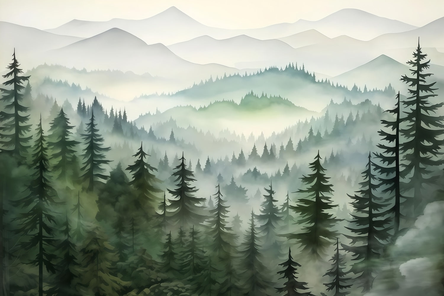 Waldhintergrund Wald Bergnebel Schichten Waldfotografie Fotohintergrund MRR9-74