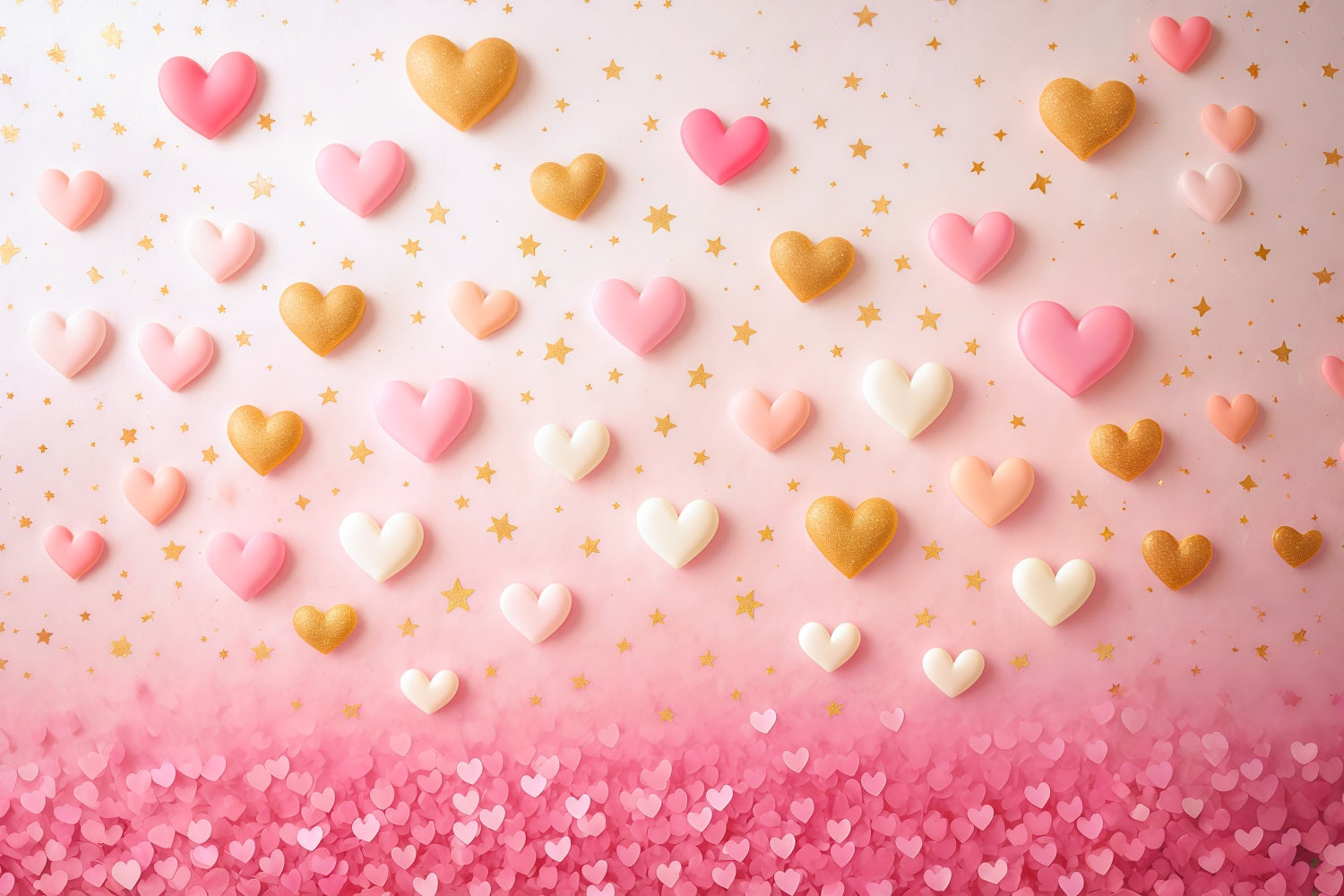 Valentinstag-Fotohintergrund Rosa-goldene schwebende Herzen Valentinstag-Fotohintergrundideen MRR9-78