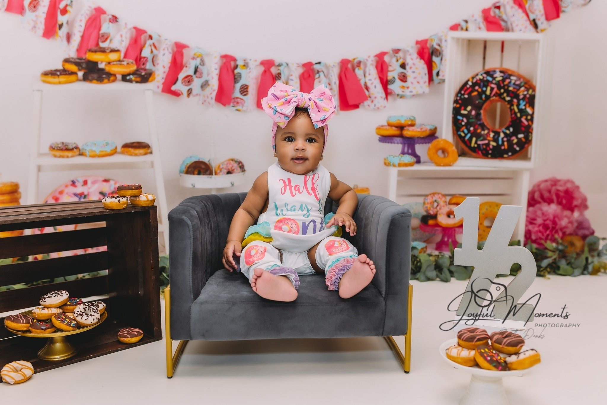 Cake Smash Fotohintergrund Bunte Donuts Dessert-Party-Setup Geburtstagsfoto-Fotohintergrund MRR9-8