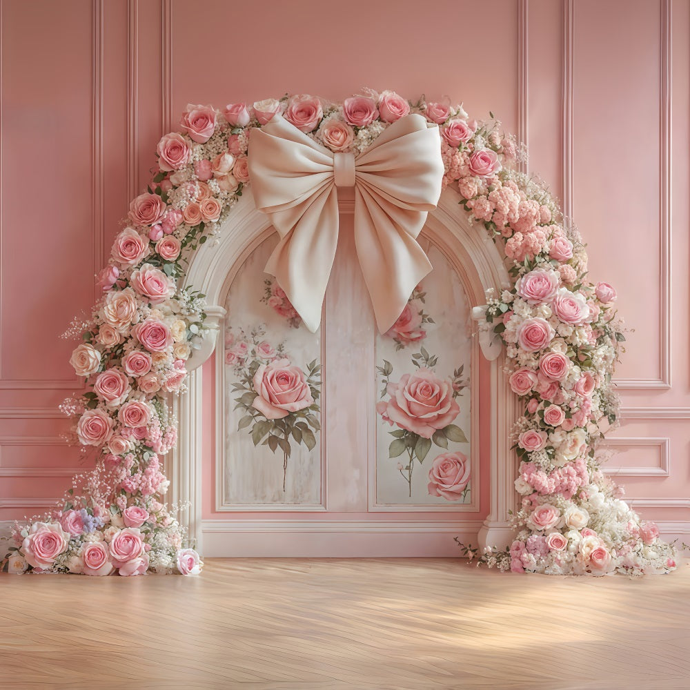 Blumenwand-Fotohintergrund Rosa Rosen Blumenbogen Vintage-Wandhintergrund MRR9-84