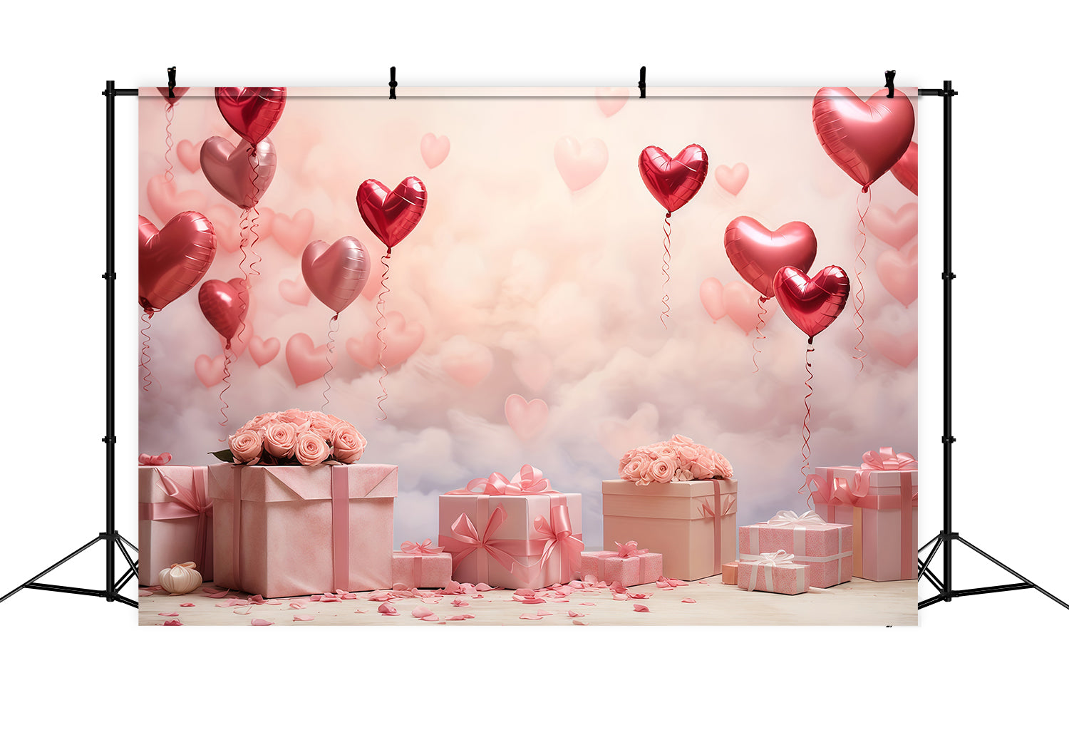 Valentinstag-Fotohintergrund Romantische Herzballons Geschenke Valentinstag-Fotohintergrund MRR9-86