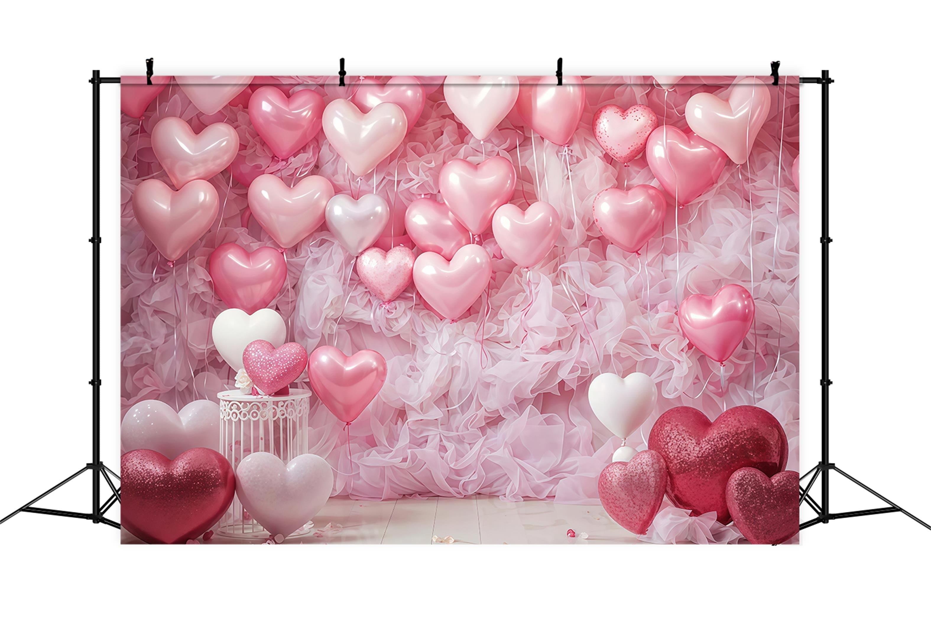 Valentinstag-Fotohintergrund Rosa Herz-Luftballonwand Valentinstag-Fotohintergrund MRR9-88