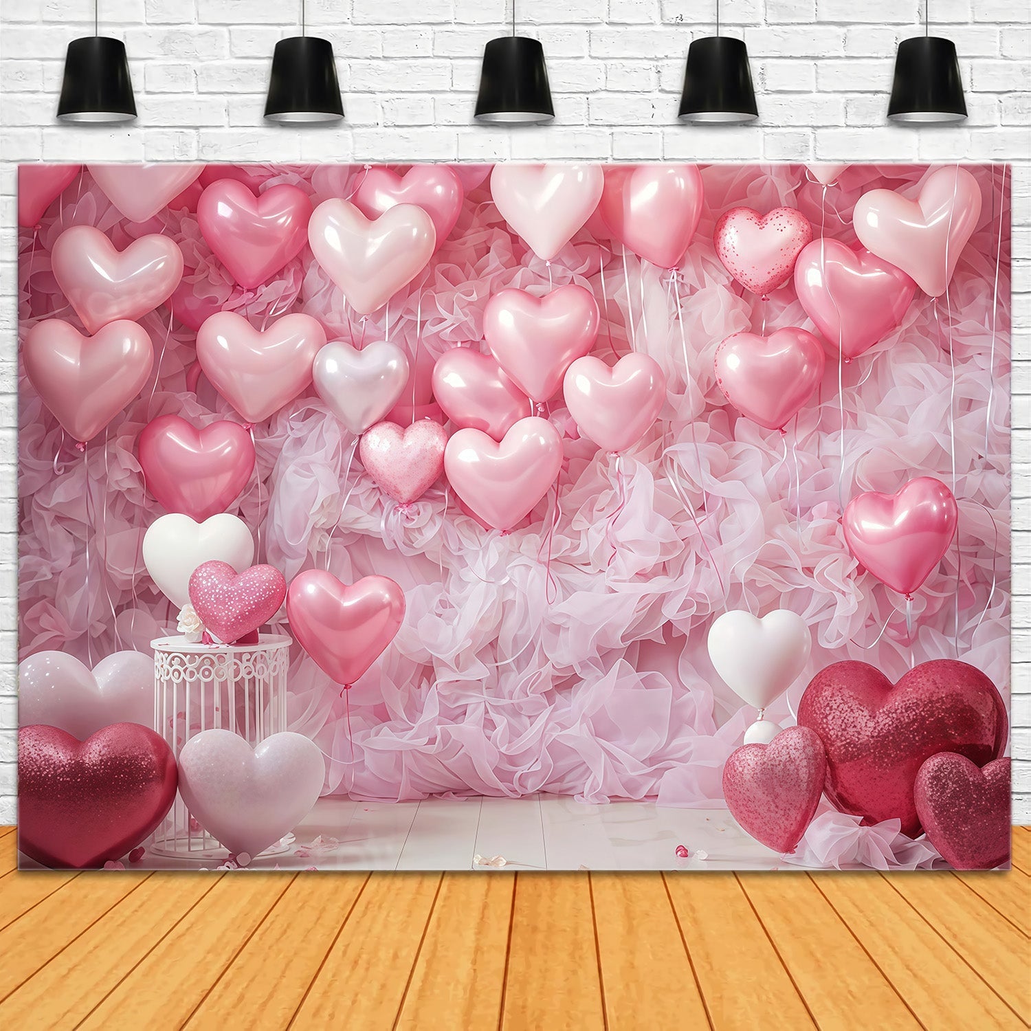 Valentinstag-Fotohintergrund Rosa Herz-Luftballonwand Valentinstag-Fotohintergrund MRR9-88