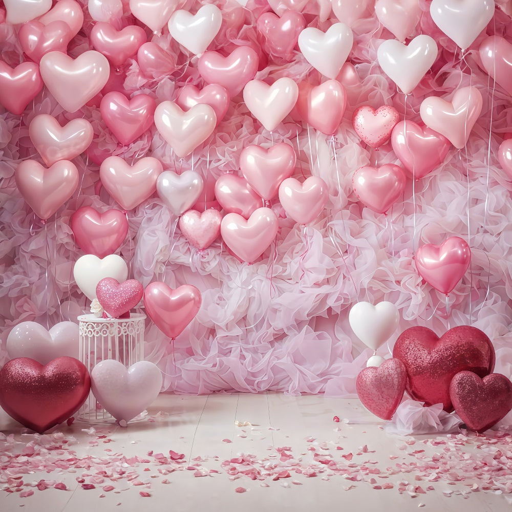 Valentinstag-Fotohintergrund Rosa Herz-Luftballonwand Valentinstag-Fotohintergrund MRR9-88