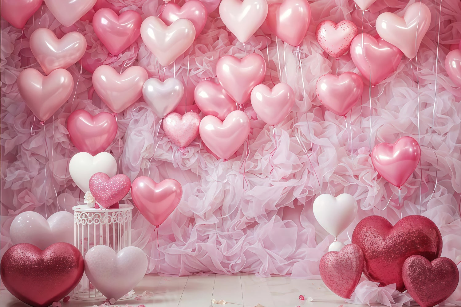 Valentinstag-Fotohintergrund Rosa Herz-Luftballonwand Valentinstag-Fotohintergrund MRR9-88