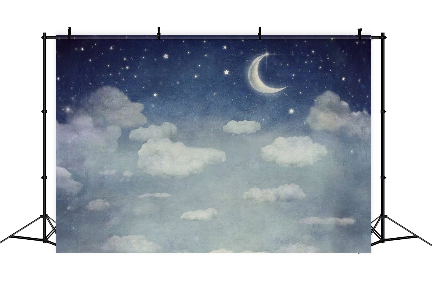 Wolken-Fotohintergrund Mondbeschienener Sternenhimmel Verträumte Wolken Himmel-Fotohintergrund MRR9-95