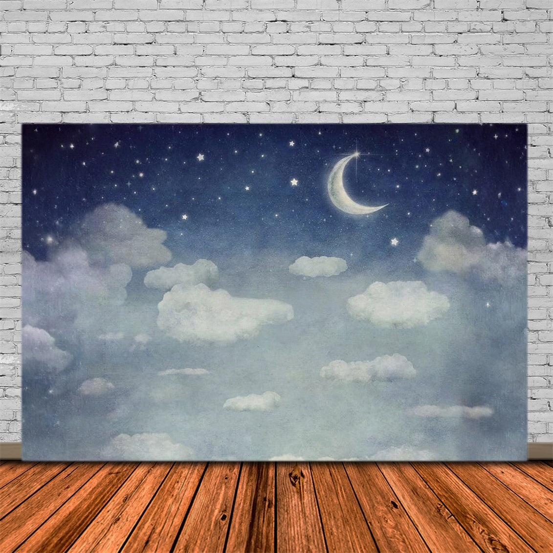 Wolken-Fotohintergrund Mondbeschienener Sternenhimmel Verträumte Wolken Himmel-Fotohintergrund MRR9-95