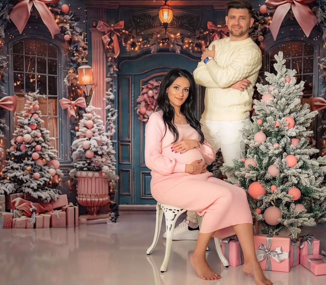 Weihnachten Elegante rosa Schleife Tür Dekor Hintergrund RR7-566