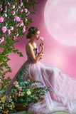 Fantasy Rose Petunia Garten Vollmond Kulisse RR3-02