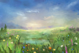 Ölgemälde Stil bunte Blumen blauer Himmel Hintergrund RR3-04