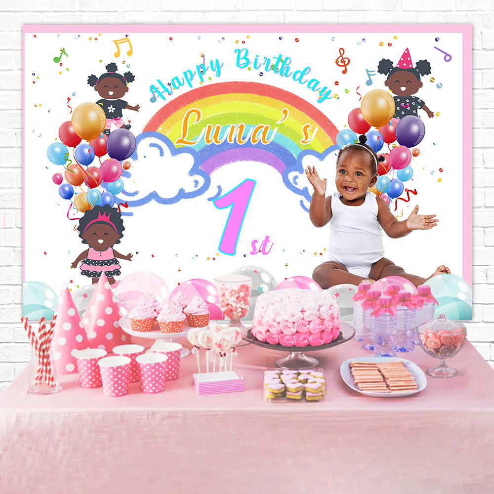 1. Geburtstag Backdrop Regenbogen Luftballons Feier Backdrop RR1-15