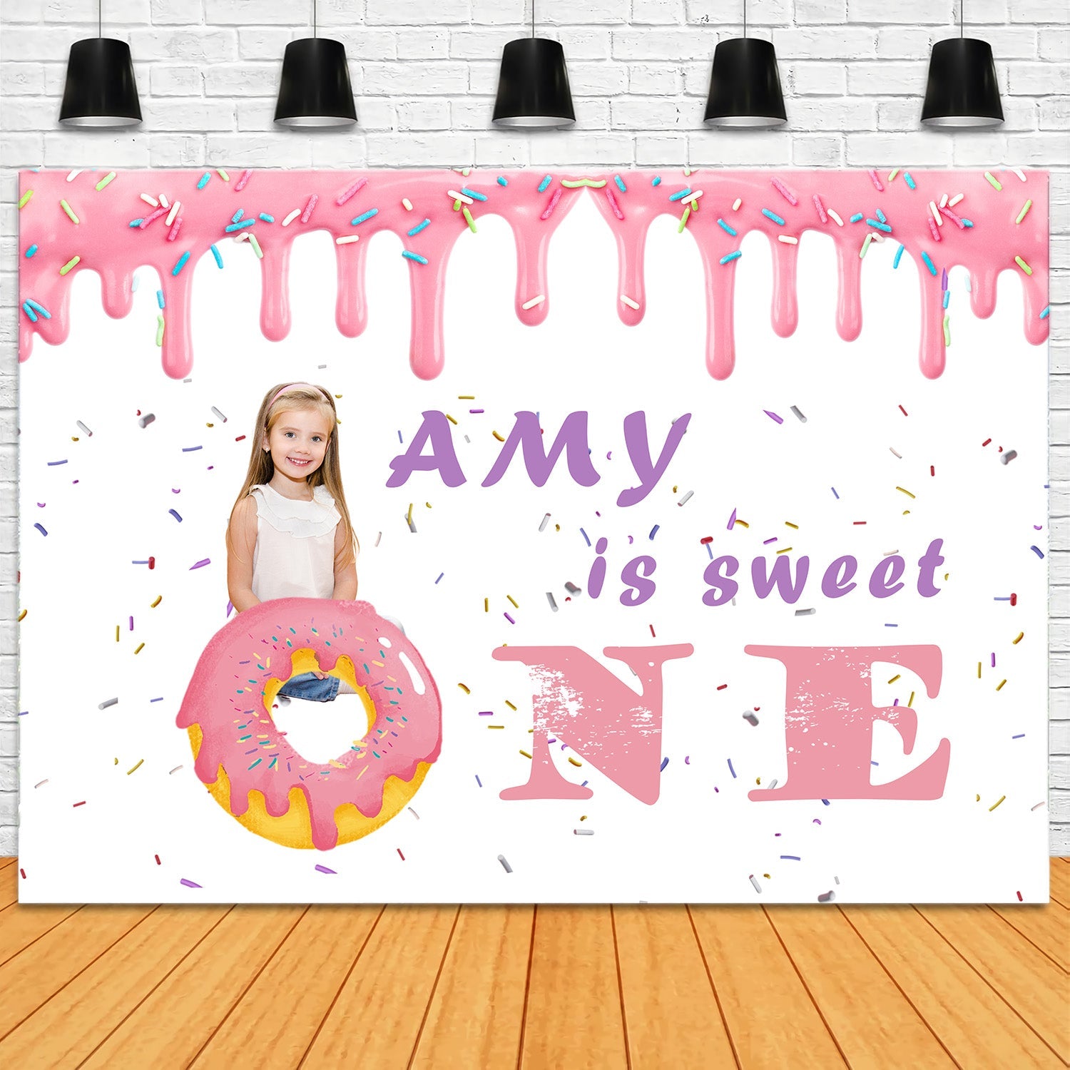 Personalisierte Geburtstag Backdrop Pastell Sprinkle Donut Party Backdrop RR1-19