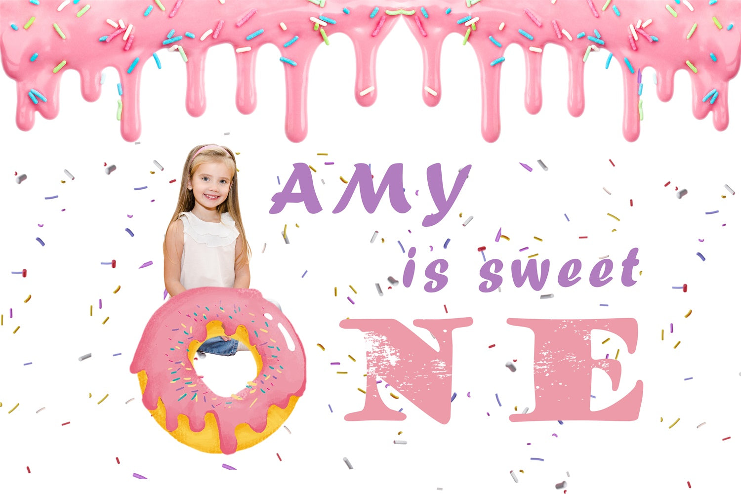 Personalisierte Geburtstag Backdrop Pastell Sprinkle Donut Party Backdrop RR1-19