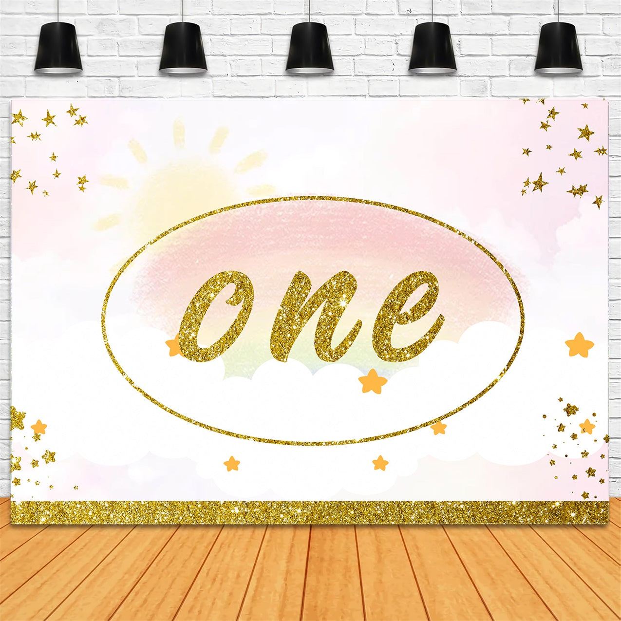 1. Geburtstag Fotohintergrund Sparkling Golden Celebration Backdrop RR1-28