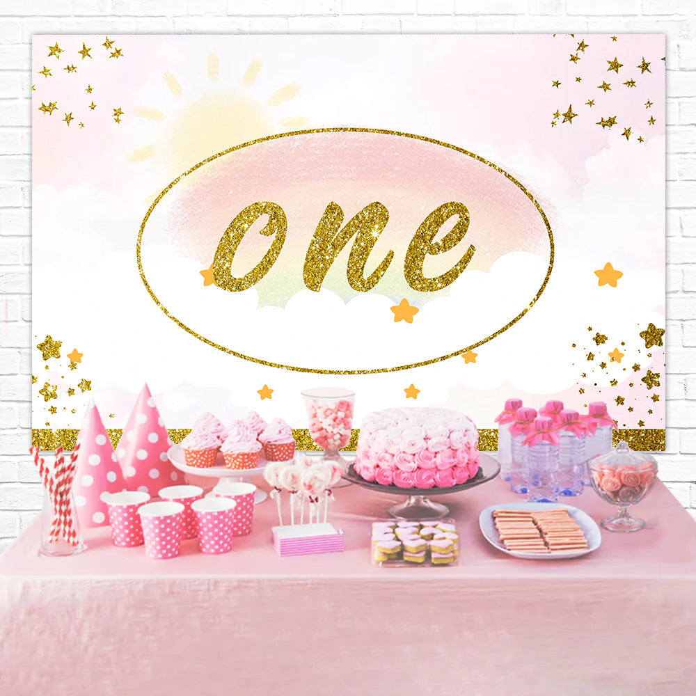 1. Geburtstag Fotohintergrund Sparkling Golden Celebration Backdrop RR1-28