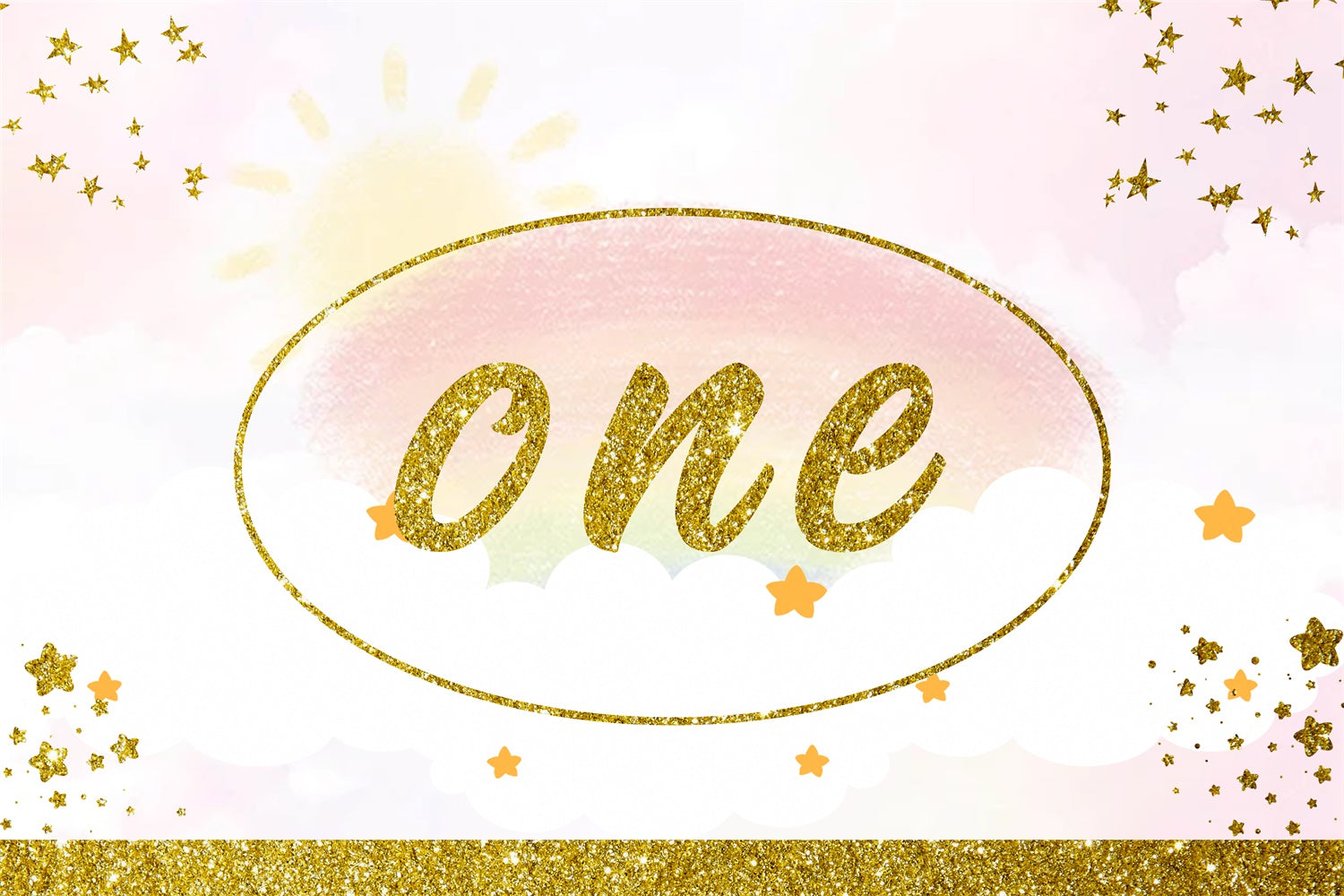 1. Geburtstag Fotohintergrund Sparkling Golden Celebration Backdrop RR1-28