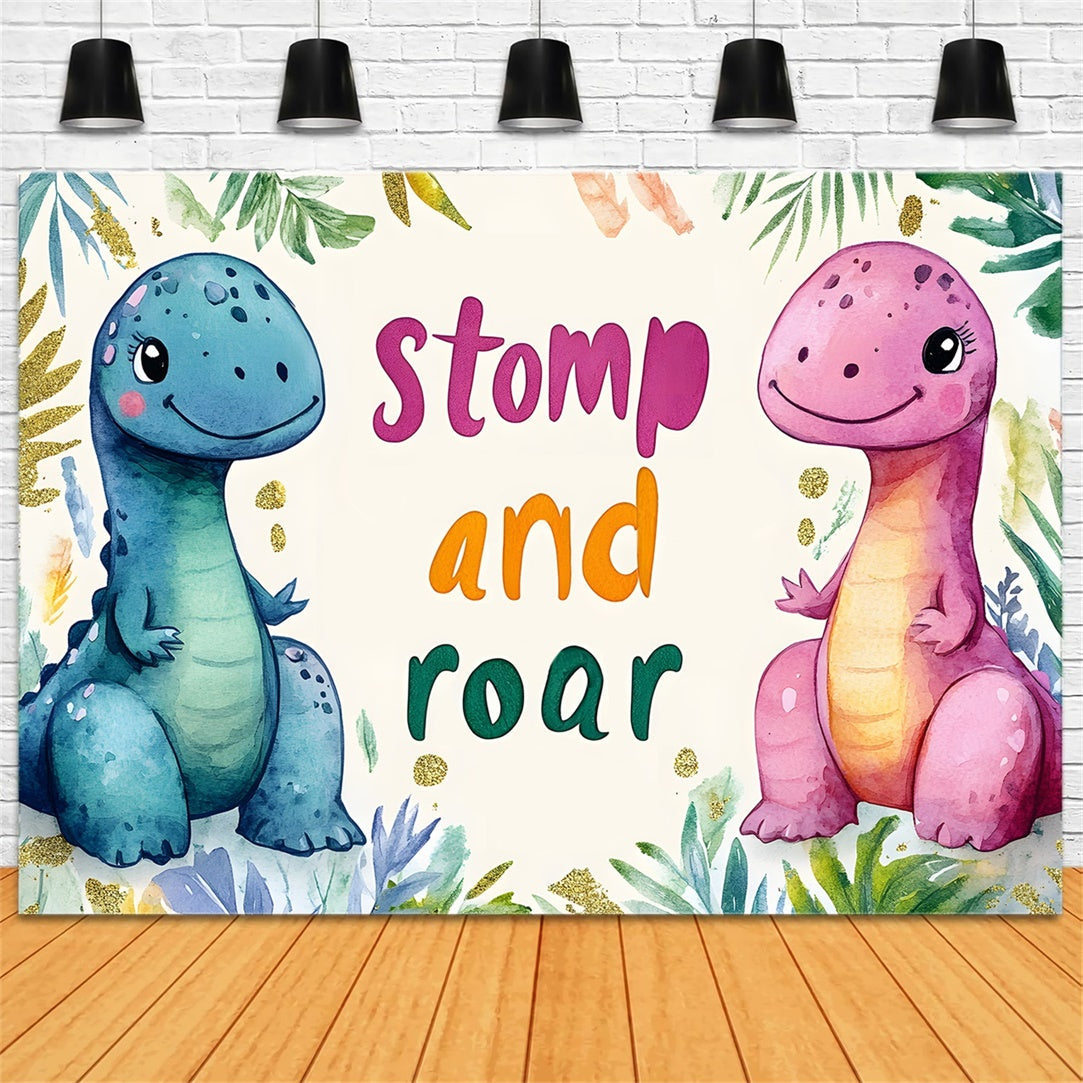 Personalisierte Geburtstag Backdrop Cute Dino Tropical Party Backdrop RR1-35