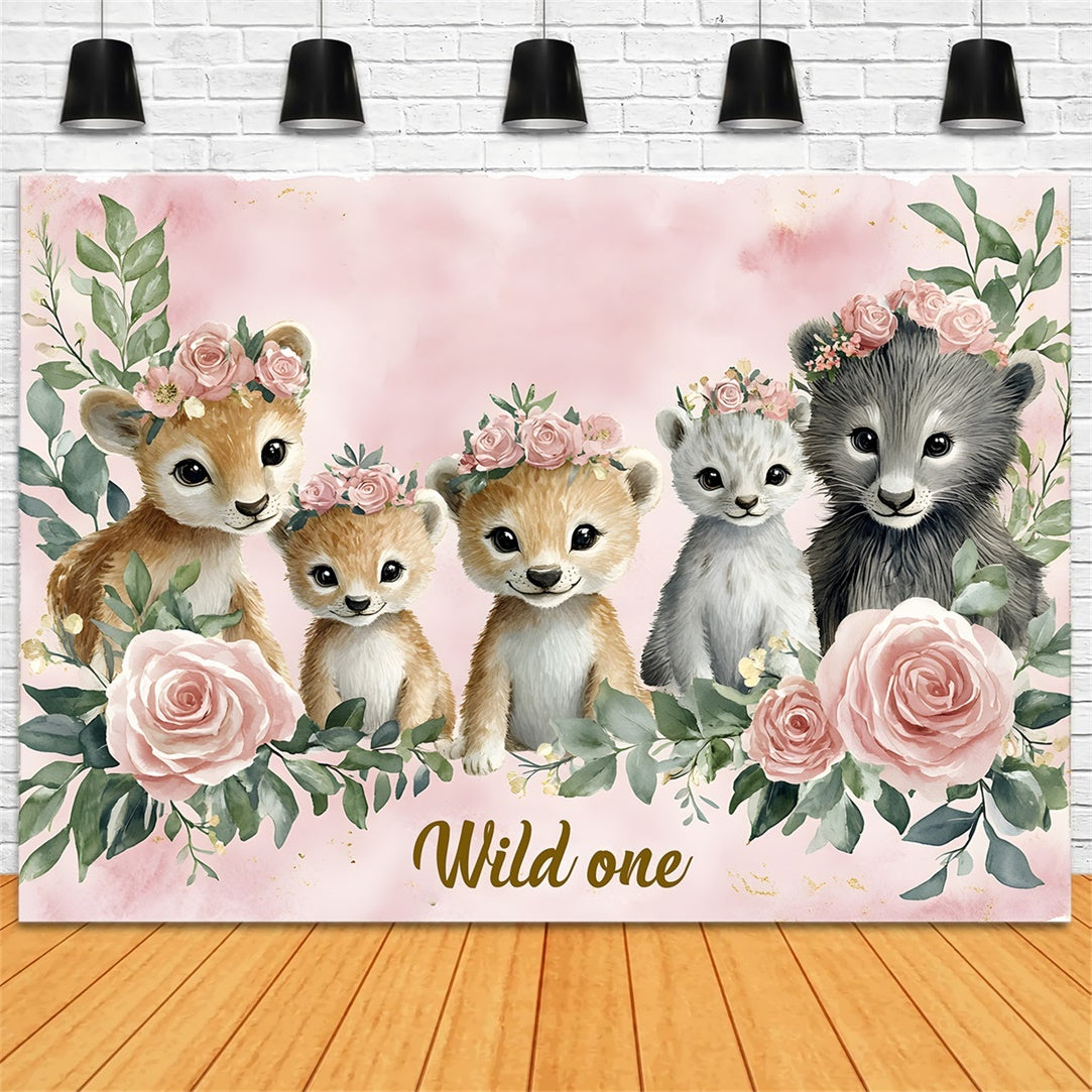 Personalisierte Geburtstag Backdrops Floral Animal Friends Backdrop RR1-38