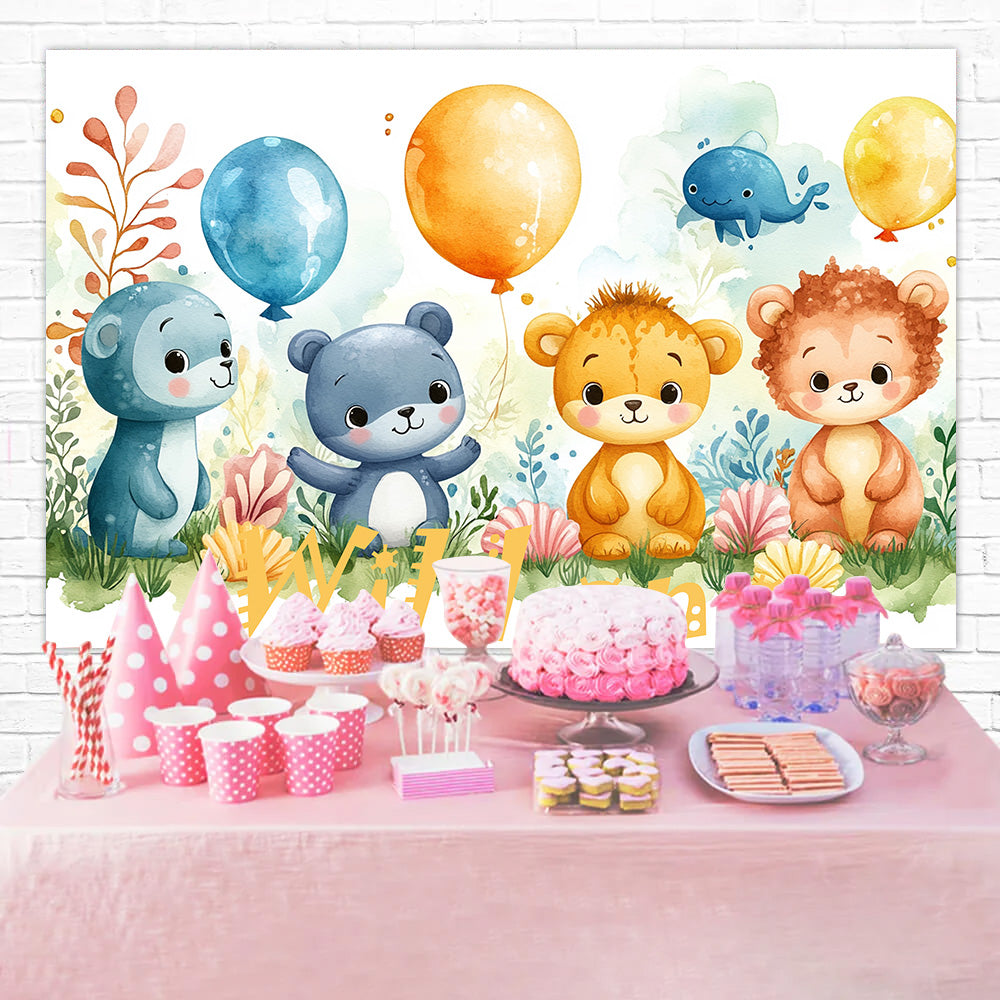 Personalisierte Geburtstag Fotokulisse Ballon Tiere Happy Backdrop RR1-39