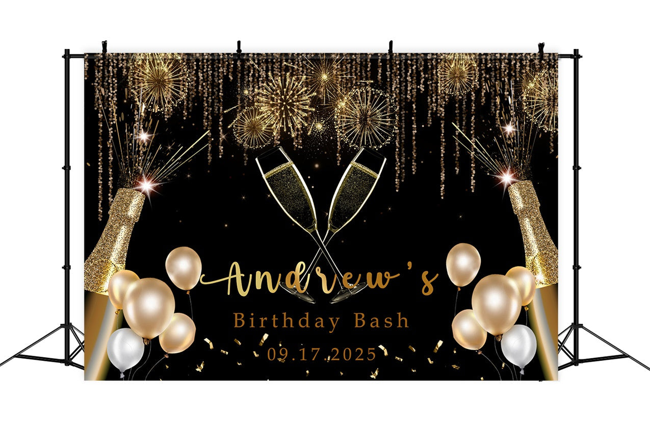 Personalisierte Backdrops Geburtstag Sparkling Champagne Gold Ballon Backdrop RR1-4