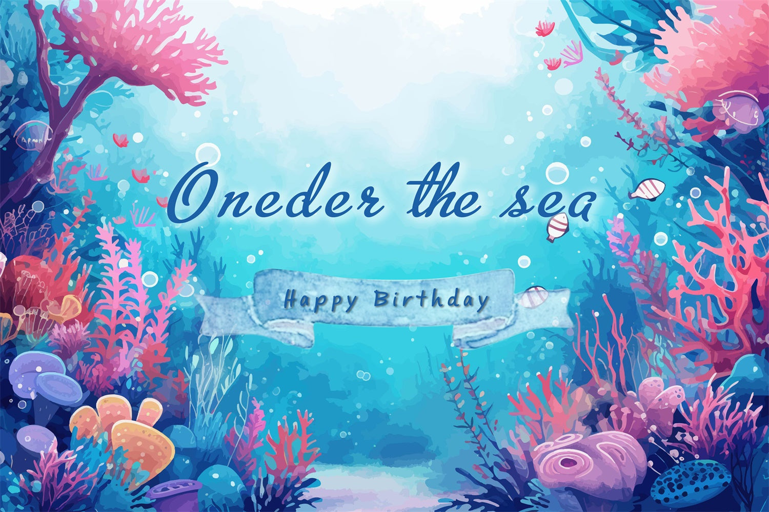 Personalisierte Geburtstag Backdrop Vibrant Underwater Coral Backdrop RR1-42