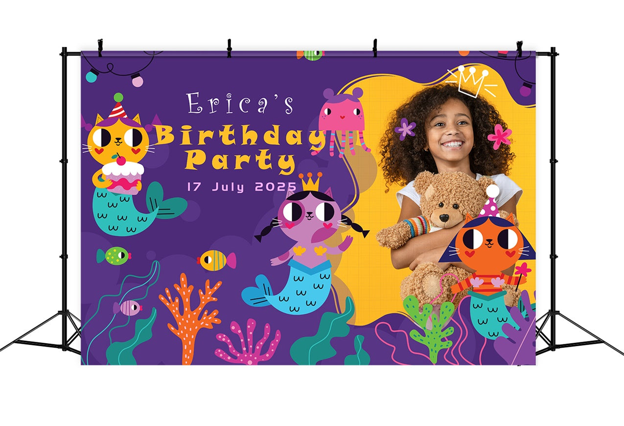 Custom Birthday Backdrops Bunte Ozean Meerjungfrau Fun Backdrop RR1-45