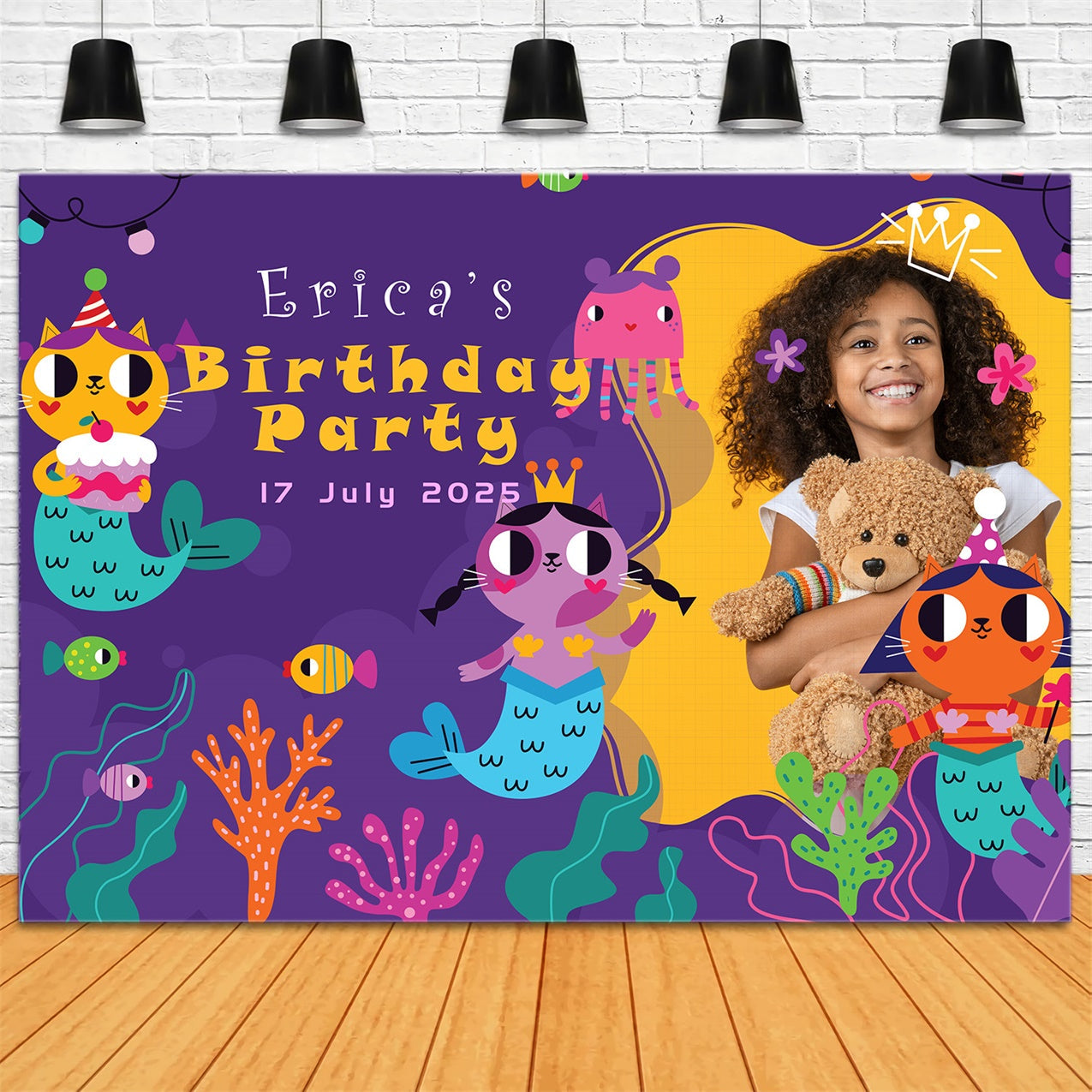 Custom Birthday Backdrops Bunte Ozean Meerjungfrau Fun Backdrop RR1-45