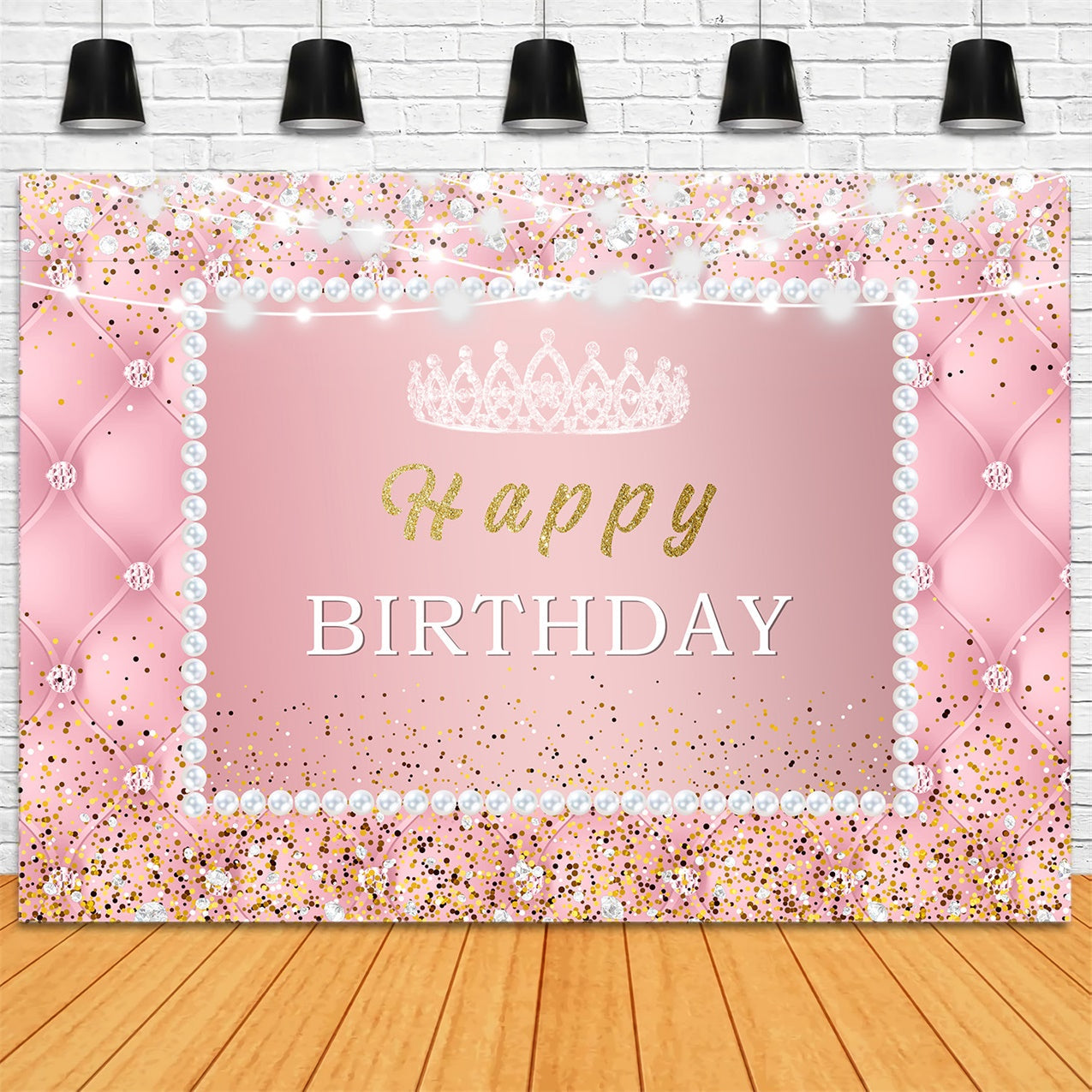 Personalisierte Backdrop für Geburtstag Pink Sparkle Pearl Backdrop RR1-47