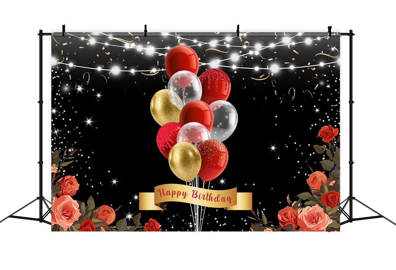 Personalisierte Geburtstagskulisse Glitter Ballons Rose Kulisse RR1-49