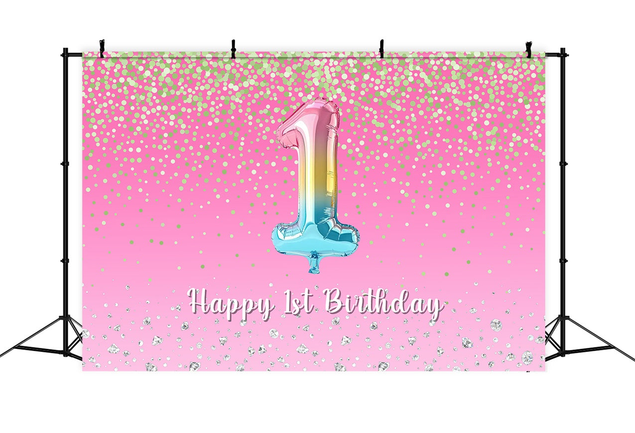 Individueller 1. Geburtstag Backdrop Pink Diamond Glitter Backdrop RR1-64