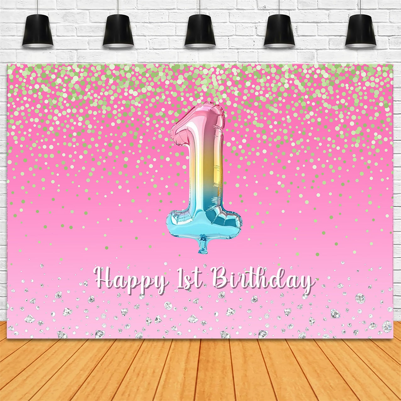 Individueller 1. Geburtstag Backdrop Pink Diamond Glitter Backdrop RR1-64