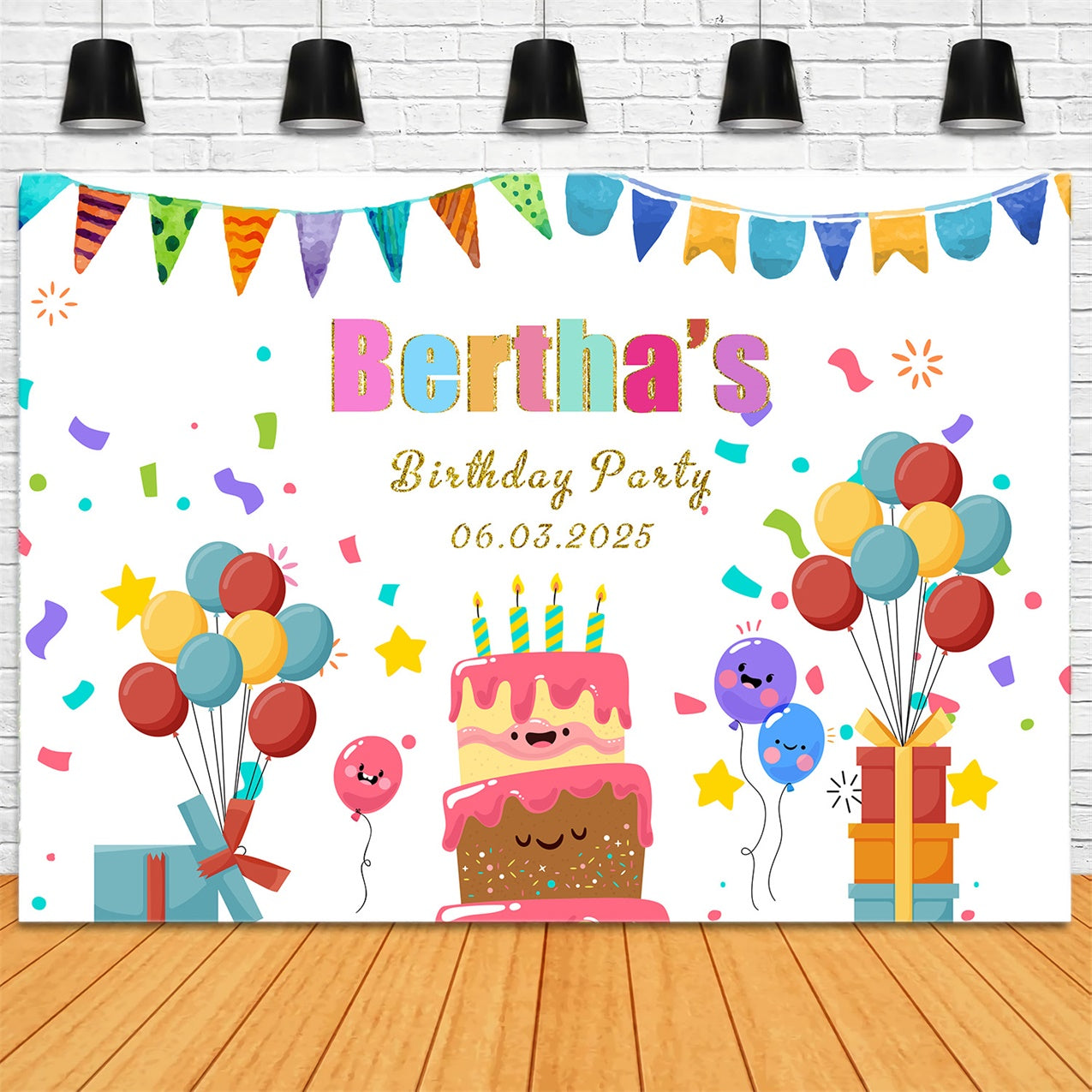 Personalisierte Backdrops für Geburtstag Playful Konfetti Ballon Backdrop RR1-69