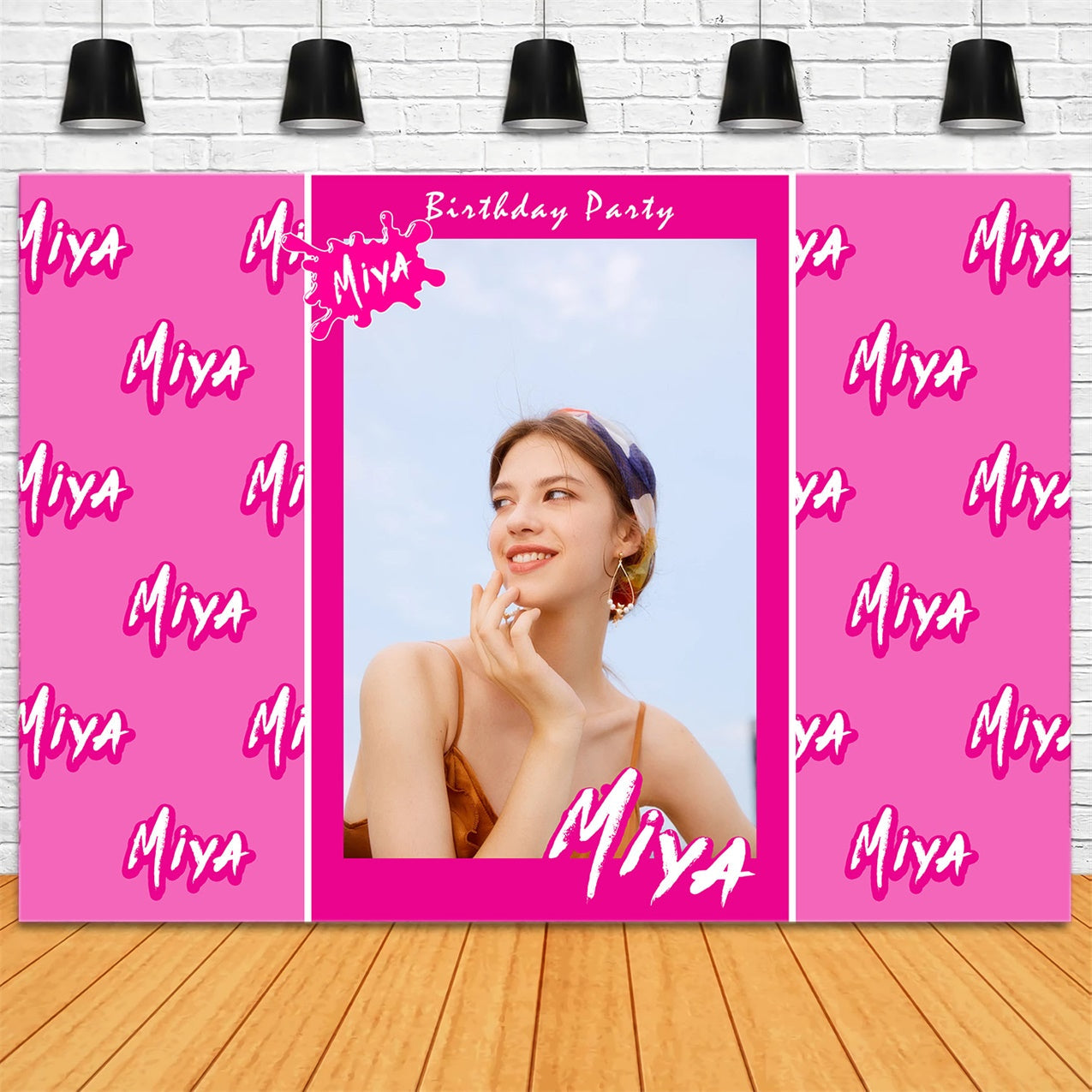 Happy Birthday Backdrop Minimalistisch Pink Personalisierte Backdrop RR1-7