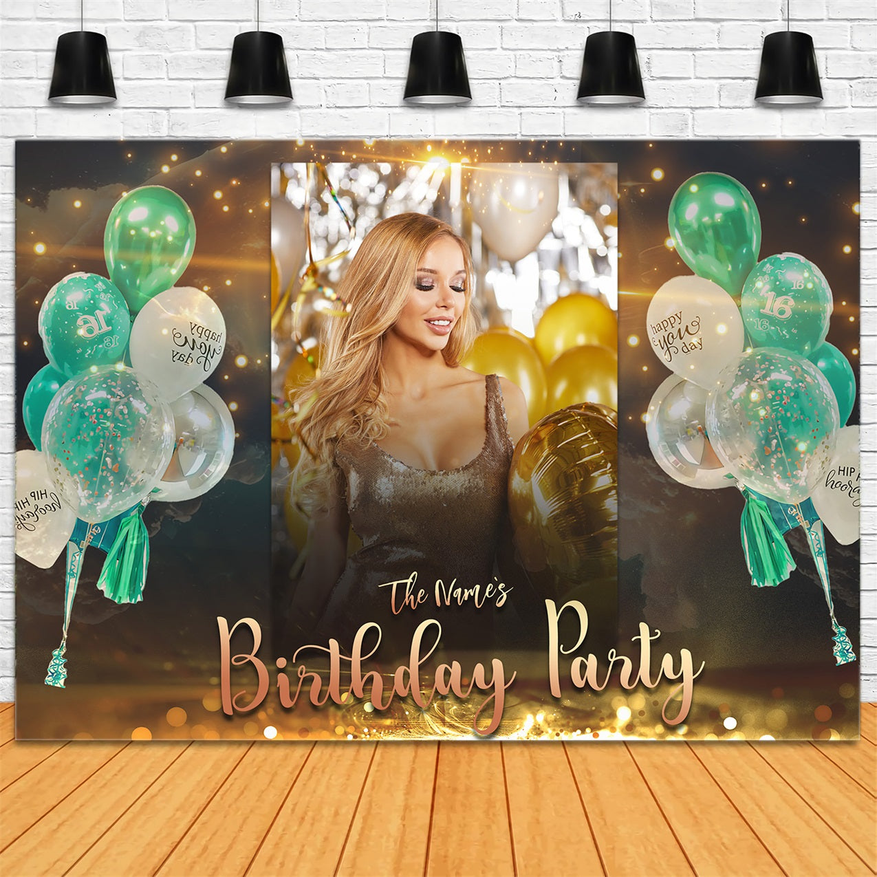 Custom Birthday Backdrop funkelnde Ballons Lichter Party Backdrop RR1-90