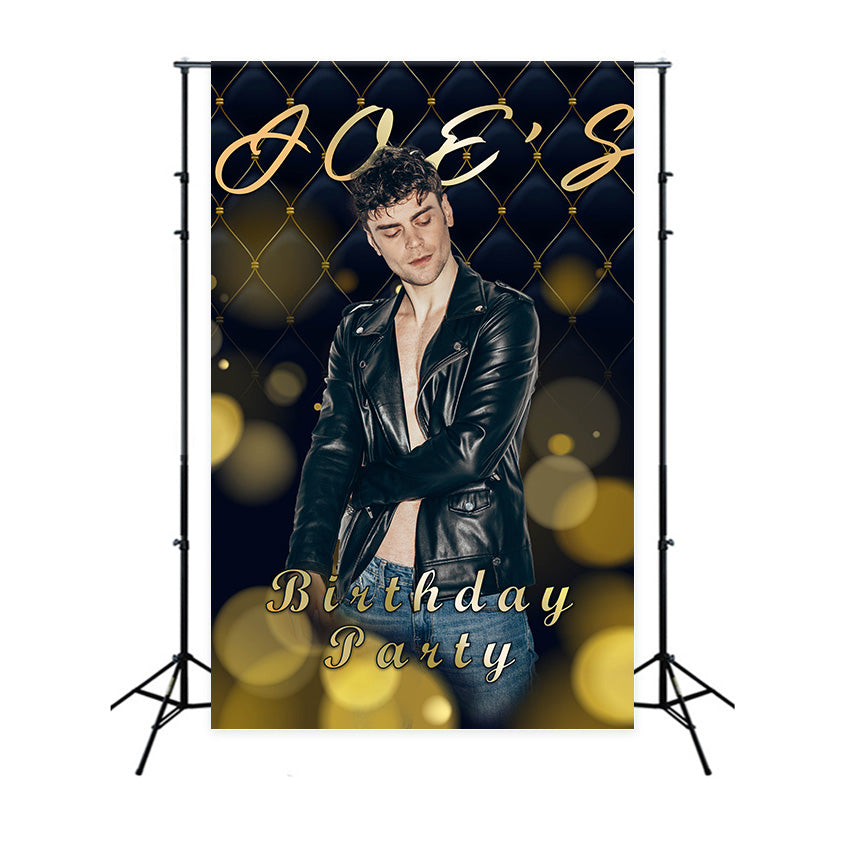 Personalisierte Geburtstag Backdrops Raffinierte Schwarz Gold Backdrop RR12-105