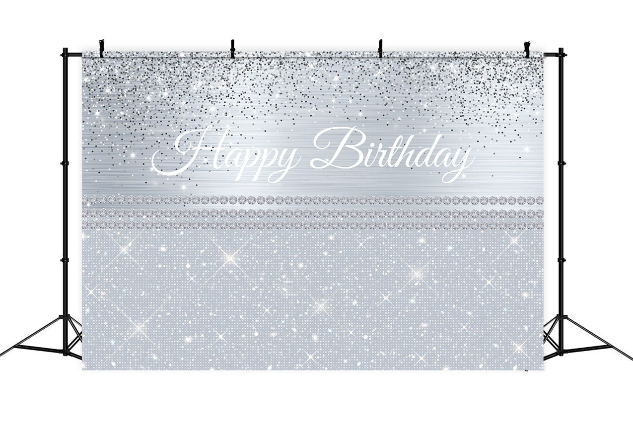 Personalisierte Geburtstag BG Silber Glitter Sparkle Geburtstagshintergrund RR12-16