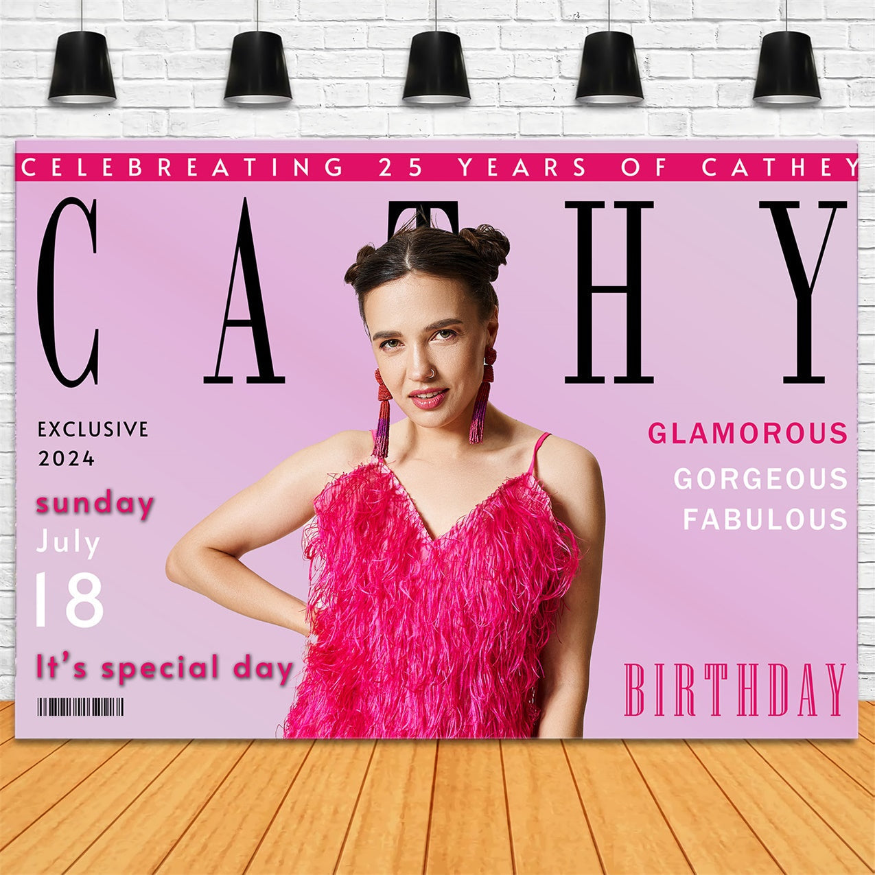 Personalisierte Birthday Background 25. Pink Glamour Szene Hintergrund RR12-21