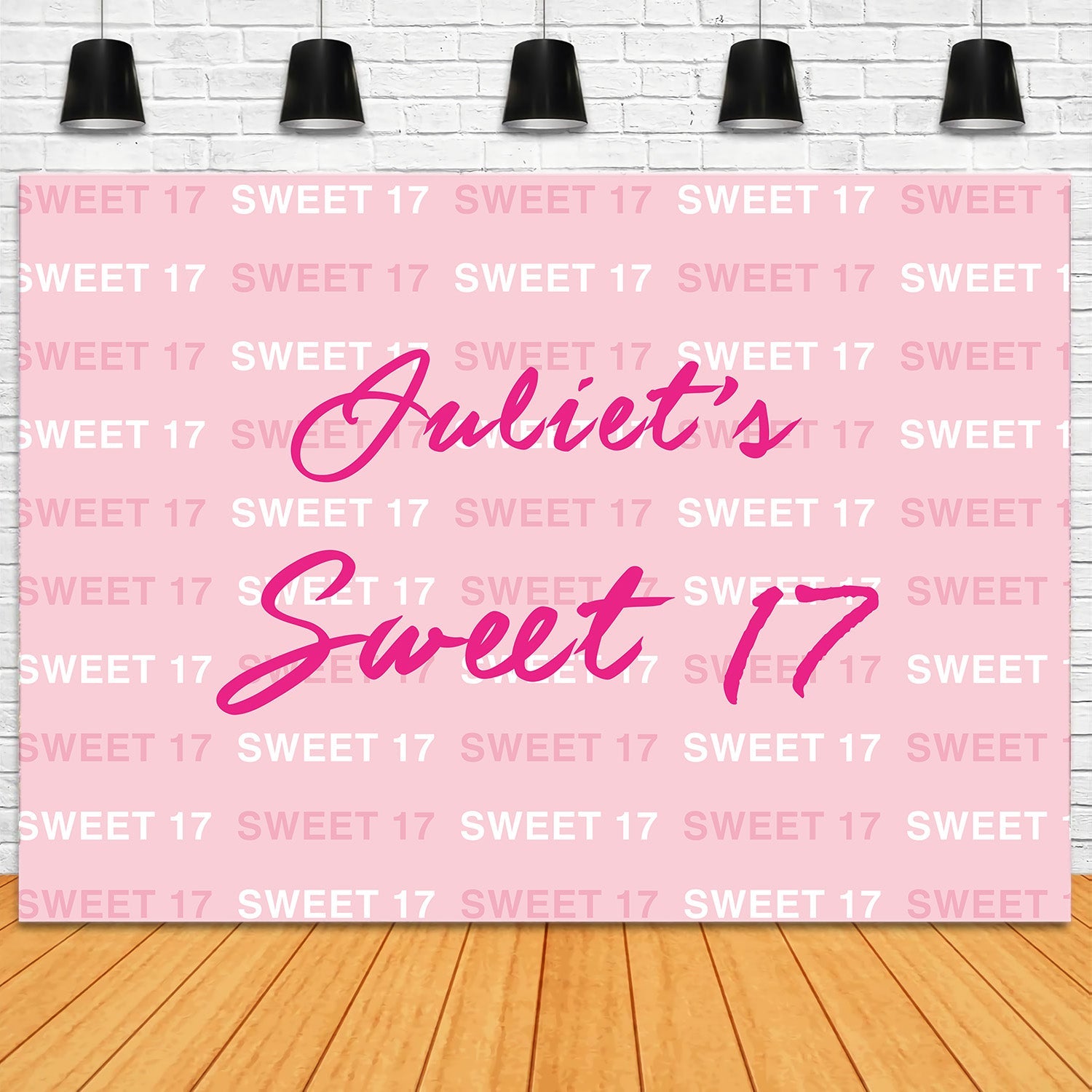 Individuell gestaltete Geburtstagskulissen Sweet 17 Pattern Pink Hintergrund RR12-23