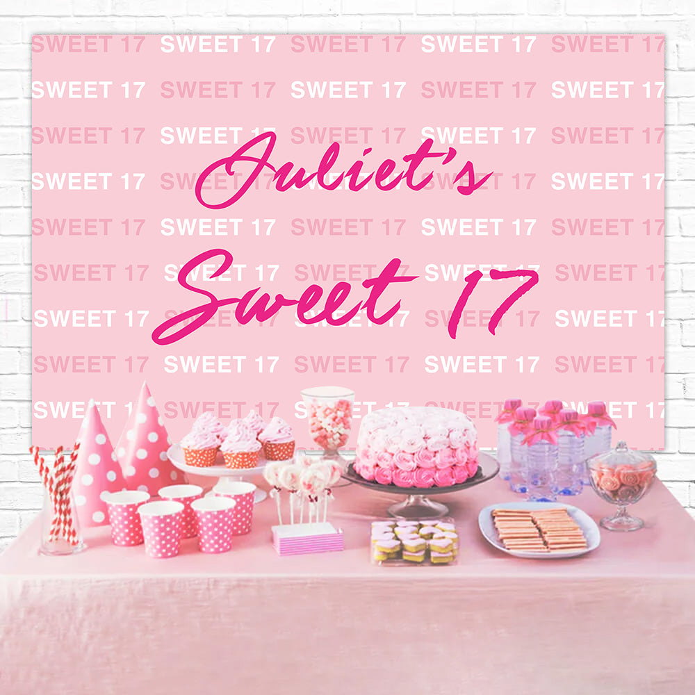 Individuell gestaltete Geburtstagskulissen Sweet 17 Pattern Pink Hintergrund RR12-23